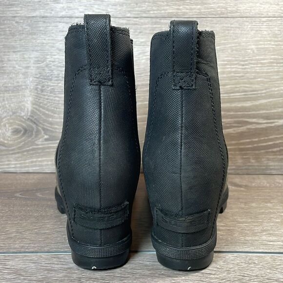 Sorel Joan of Arctic Wedge II Womens Sz 8.5 Quarry Gray Black Leather Ankle Boot - Picture 4 of 11